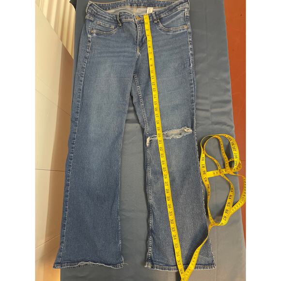 & Denim Low Waist Boot Cut Medium Blue Jeans Size 14 Pre-owned - Picture 6 of 9